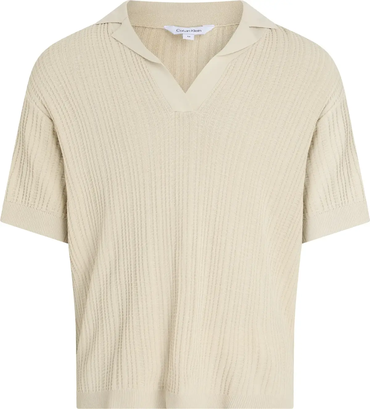 Calvin Klein OPEN KNIT POLO, PD7 Krem Erkek T-Shirt & Polo