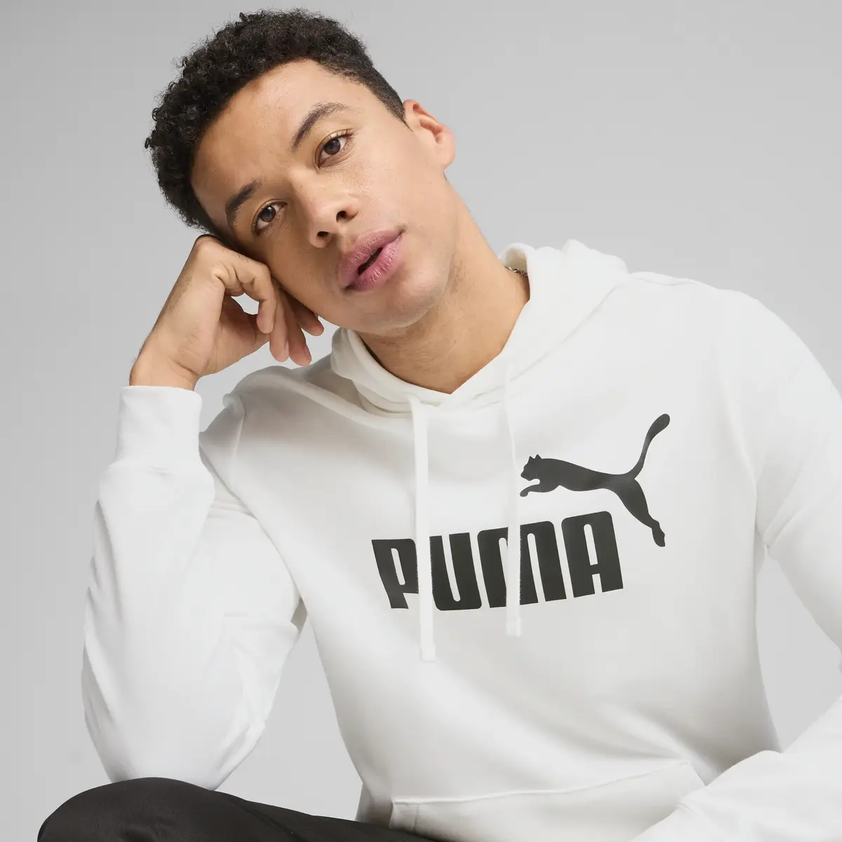 Puma ESS No1 Logo Hoodie Beyaz Erkek Sweatshirt
