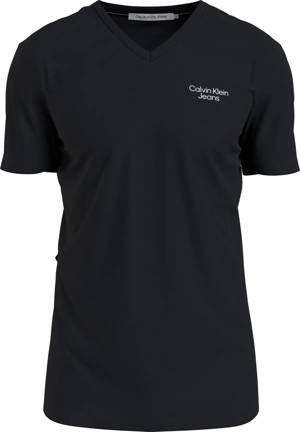 Calvin Klein STACKED LOGO V-NECK Erkek Siyah T-Shirt