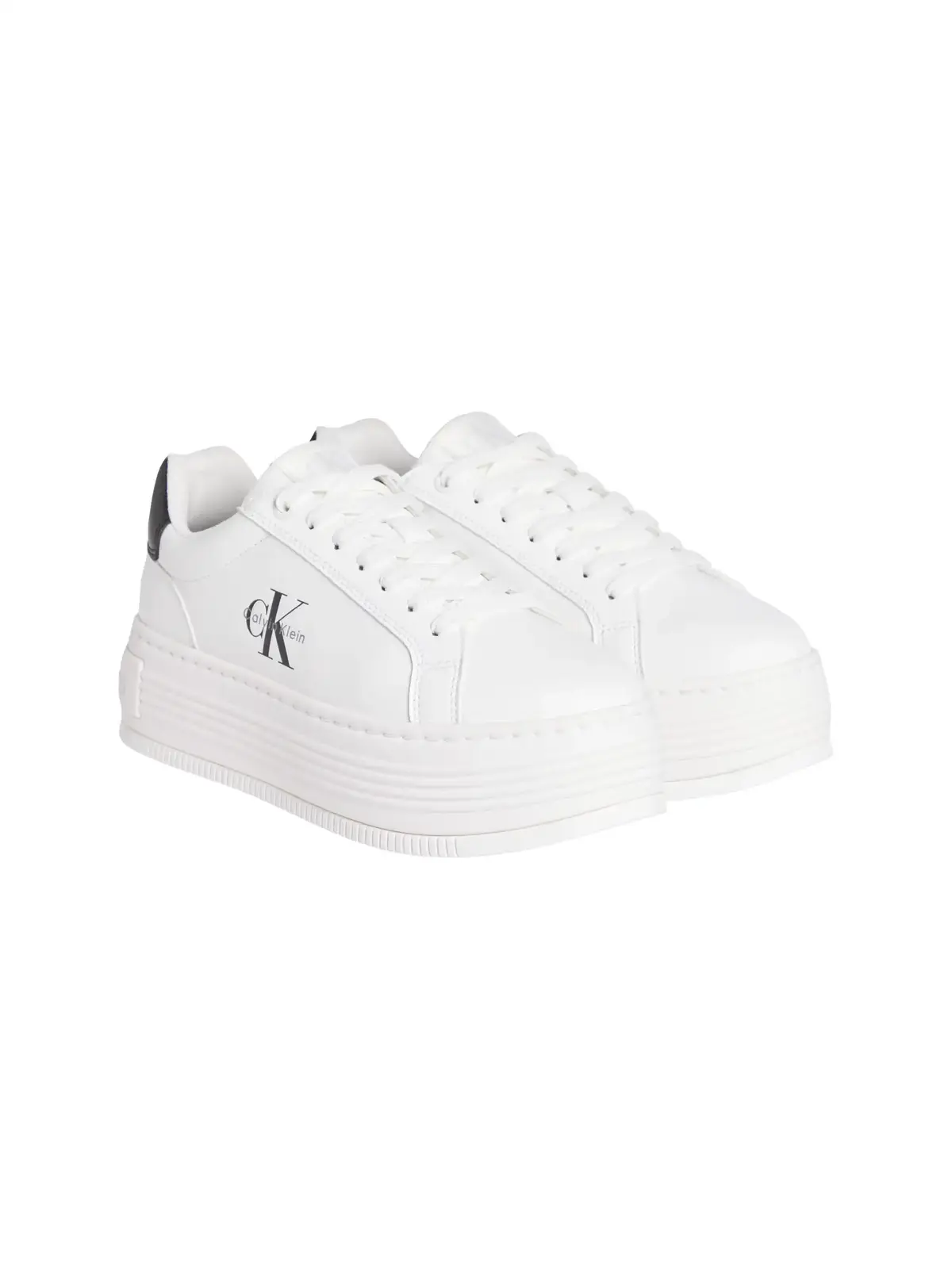 Calvin Klein BOLD FLATF LOW LACE, 01W Beyaz Kadın Spor Ayakkabı & Sneaker