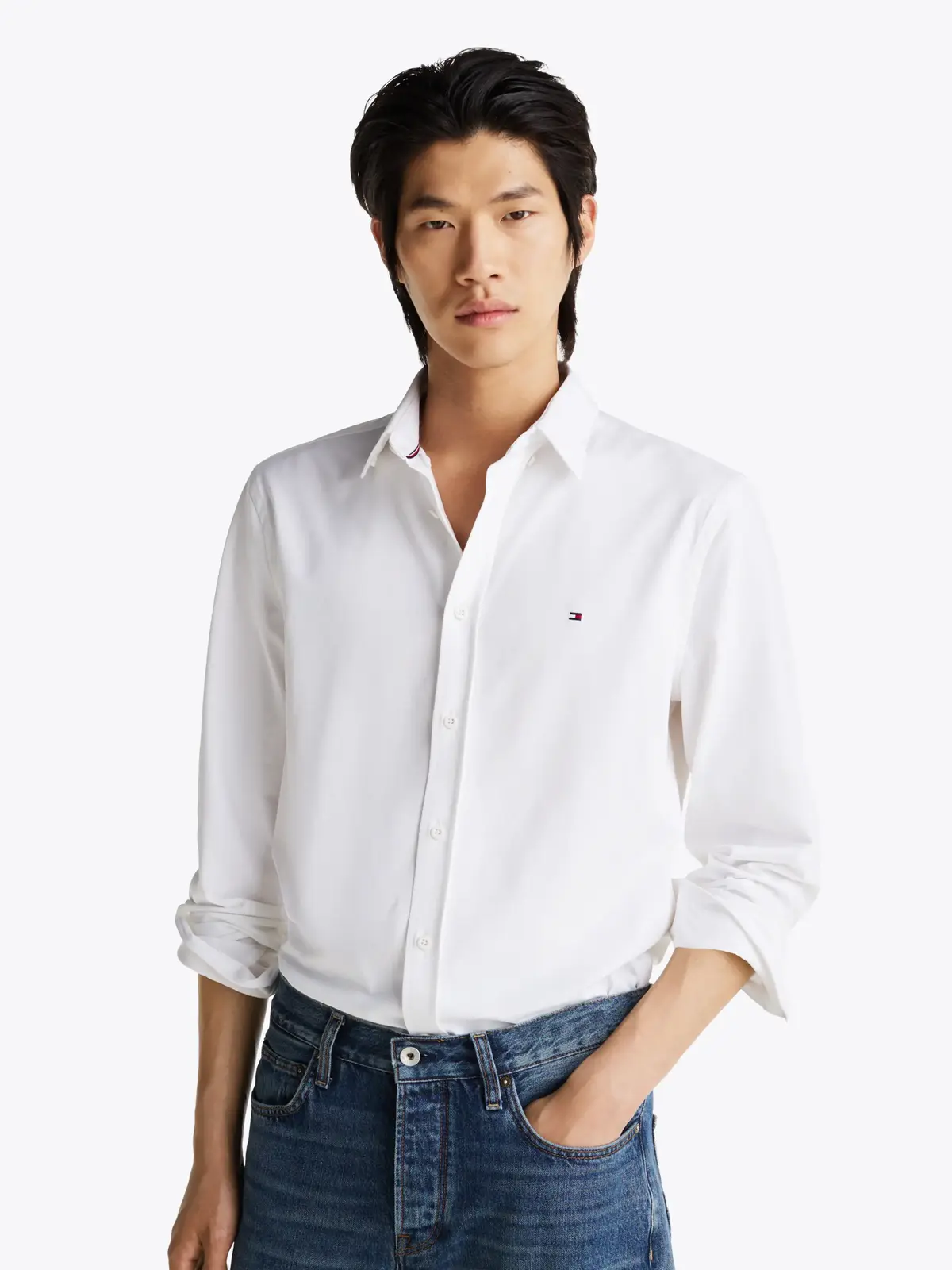 Tommy Hilfiger PERFORMANCE KNIT SOL, YCF Beyaz Erkek Gömlek