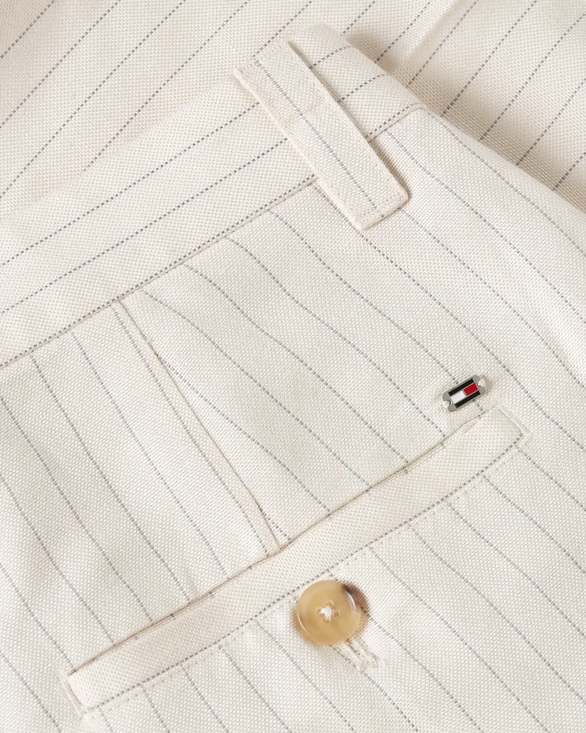 Tommy Hilfiger VISCOSE LINEN WIDE L, 03N Krem Kadın Pantolon