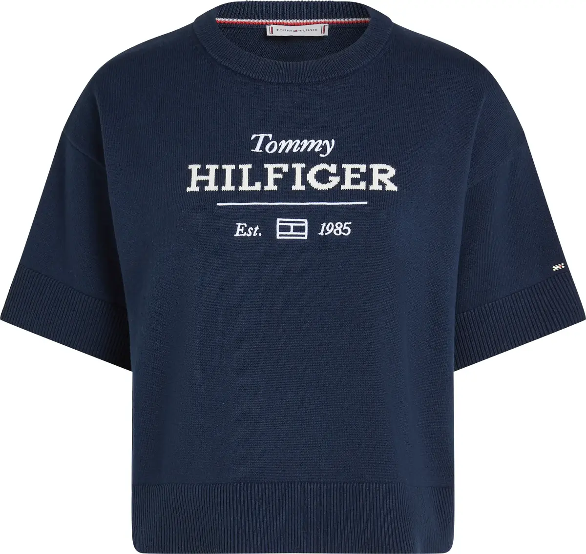 Tommy Hilfiger LOGO C-NECK CROPPED, C1G Lacivert Kadın T-Shirt & Polo
