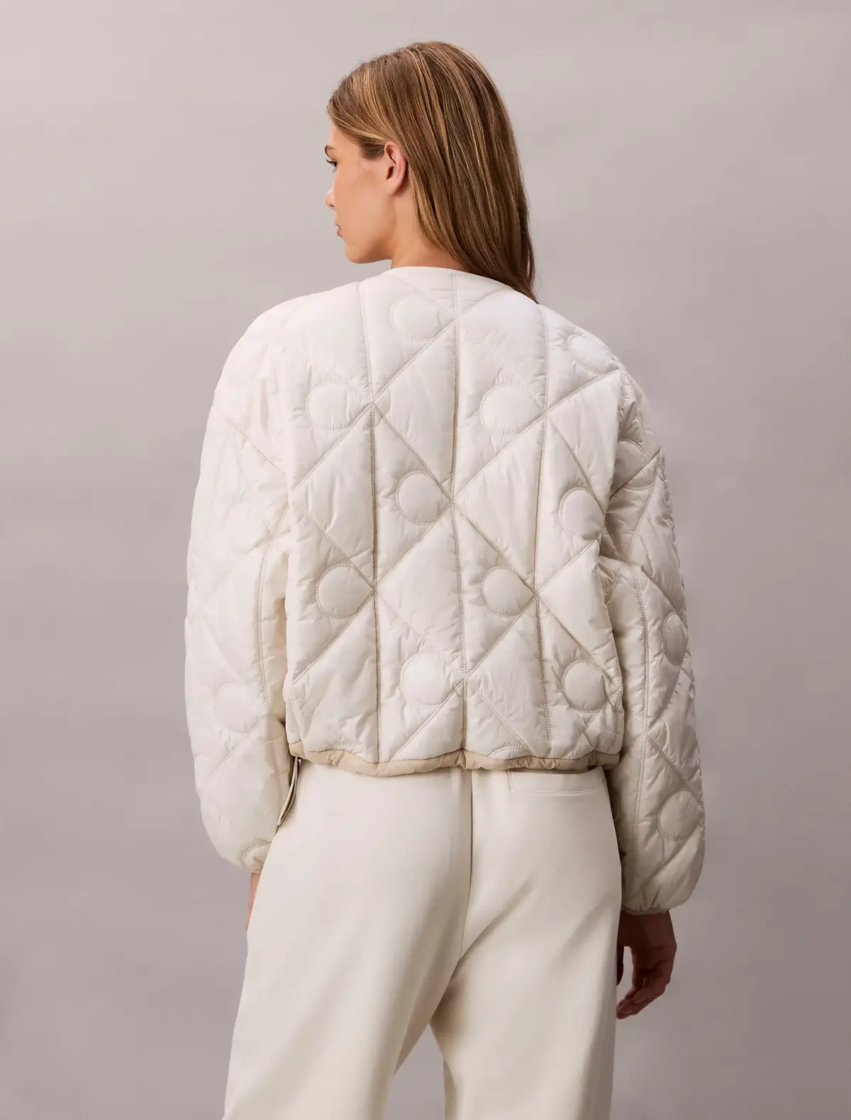 Calvin Klein LOGO QUILTED INSULAT, 67U Bej Kadın Ceket