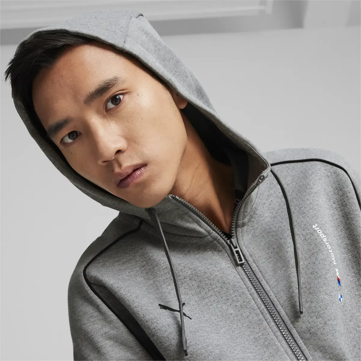 Puma BMW MMS Hooded Sweat Jacket Gri Erkek Fermuarlı Ceket