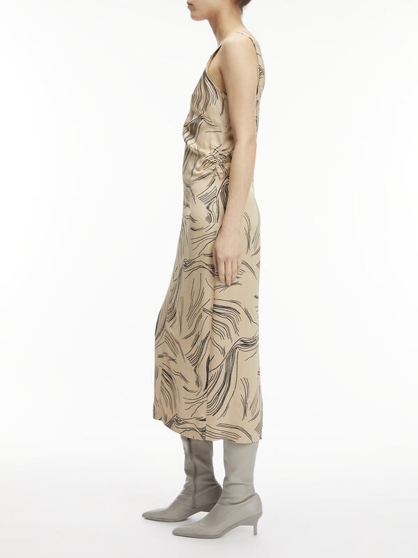 Calvin Klein SURFACE PRINT SLIP D Kadın Bej Elbise