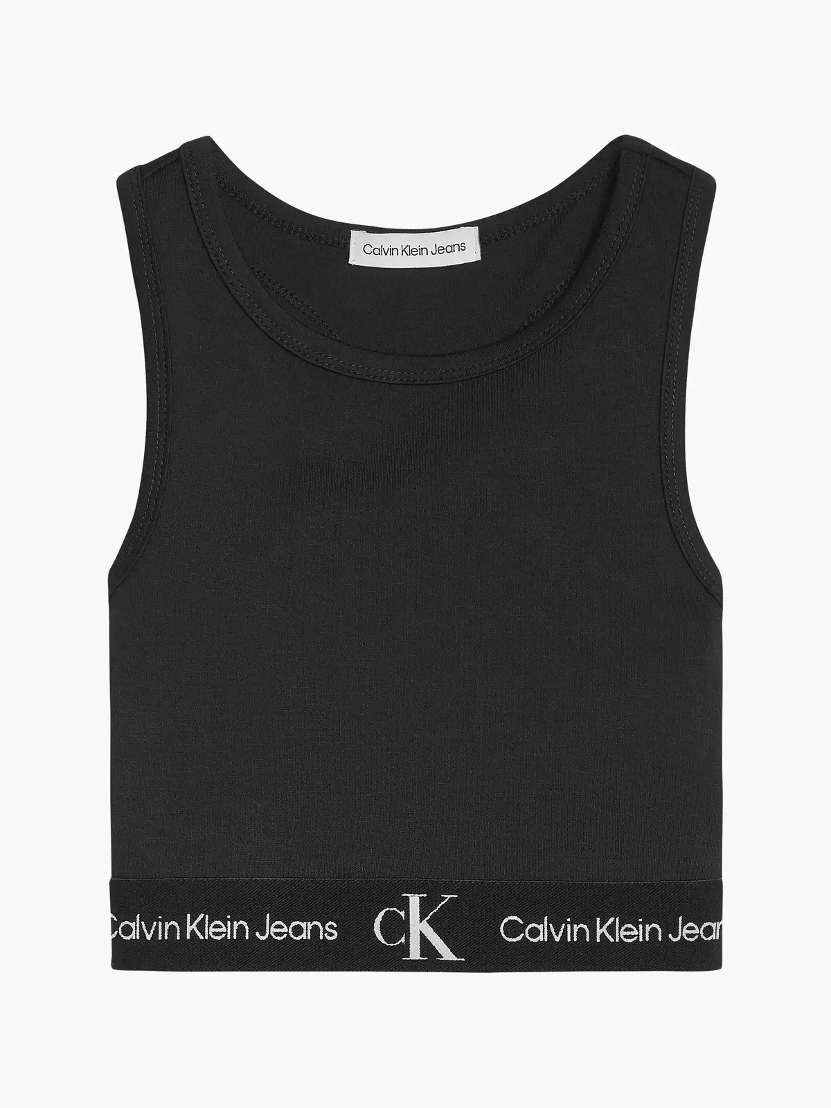 Calvin Klein PUNTO TAPE CROPPED T Kadın Siyah T-Shirt