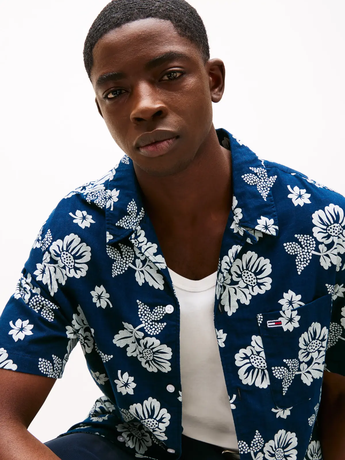 Tommy Hilfiger TJM REG SLUB AOP SS, C1G Lacivert Erkek Gömlek