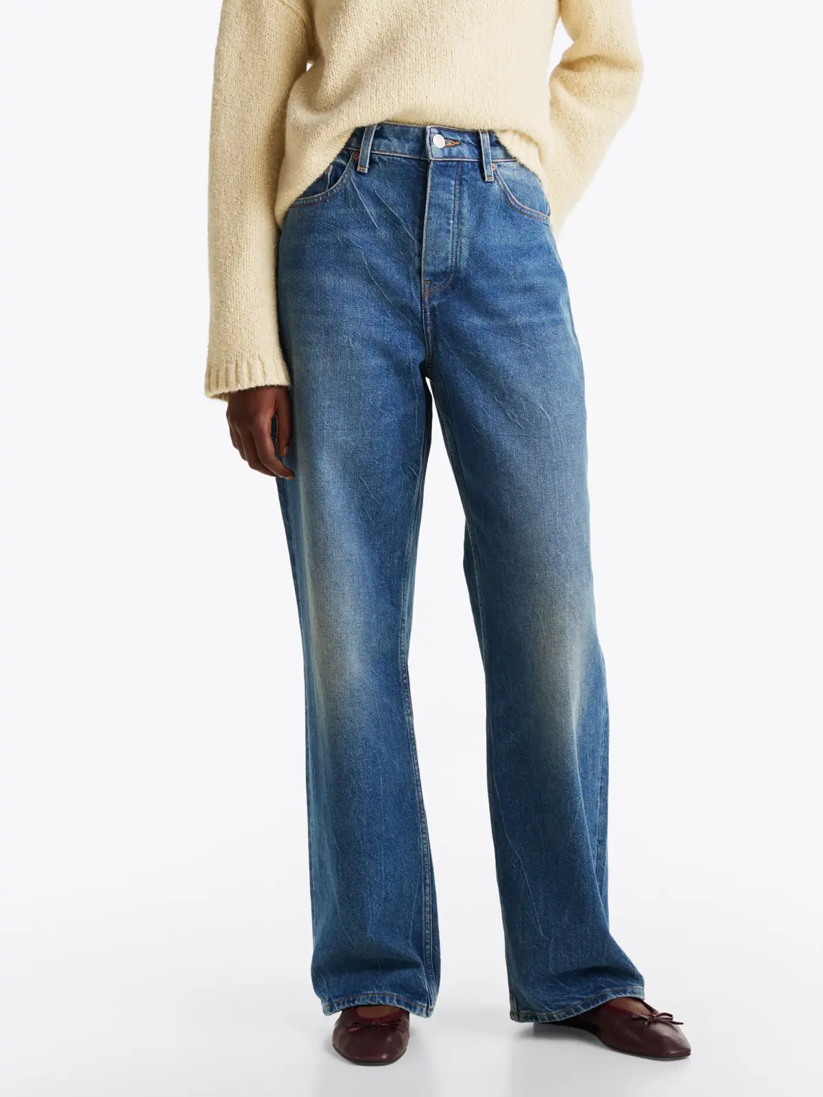 Tommy Hilfiger LOOSE STRAIGHT RW BO, 1A6 Mavi Kadın Jean Pantolon