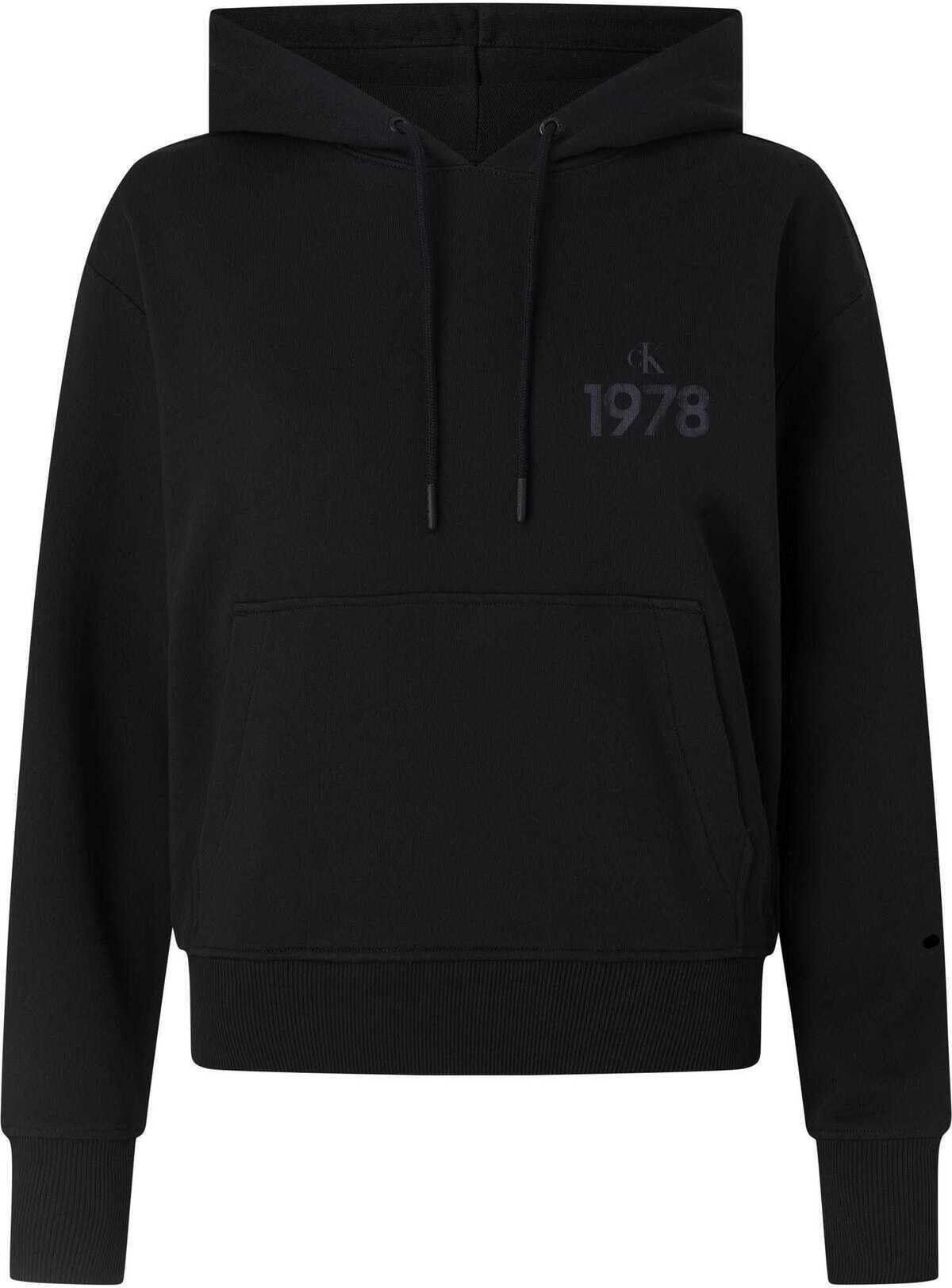 Calvin Klein 1978 ARTWORK OVERSIZ Kadın Siyah Hoodie