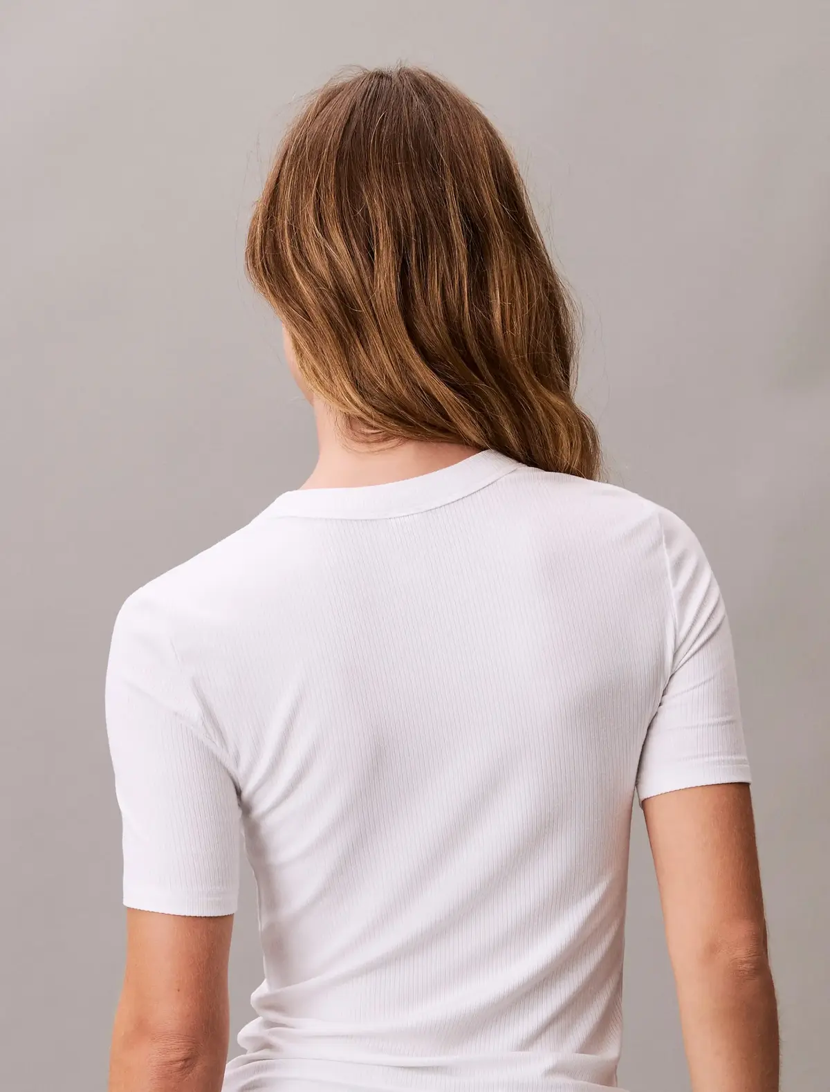 Calvin Klein A- Modal Rib Tee Beyaz Kadın Tişört