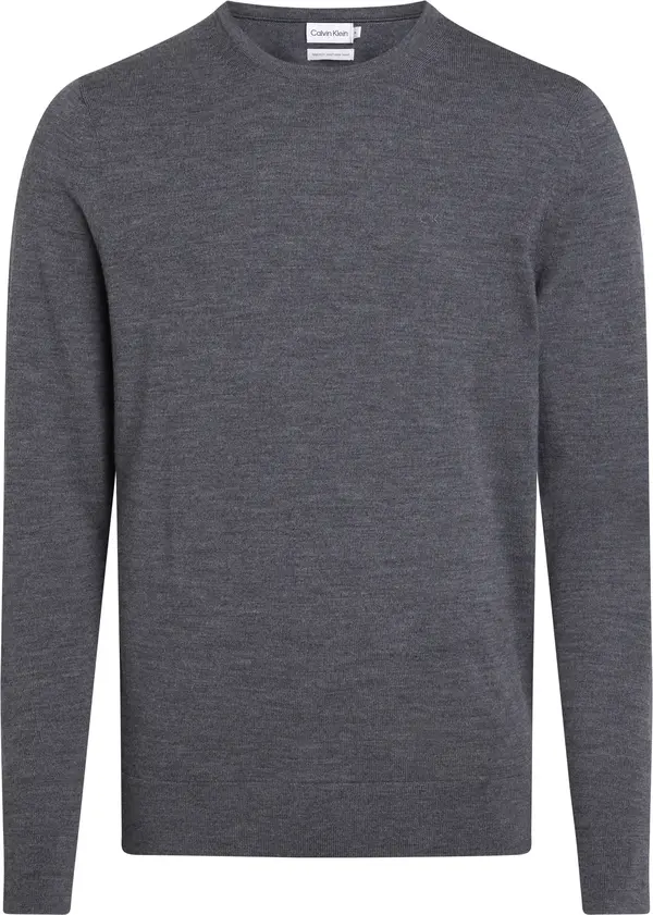 Calvin Klein MERINO RWS CREW NECK Erkek Gri Kazak
