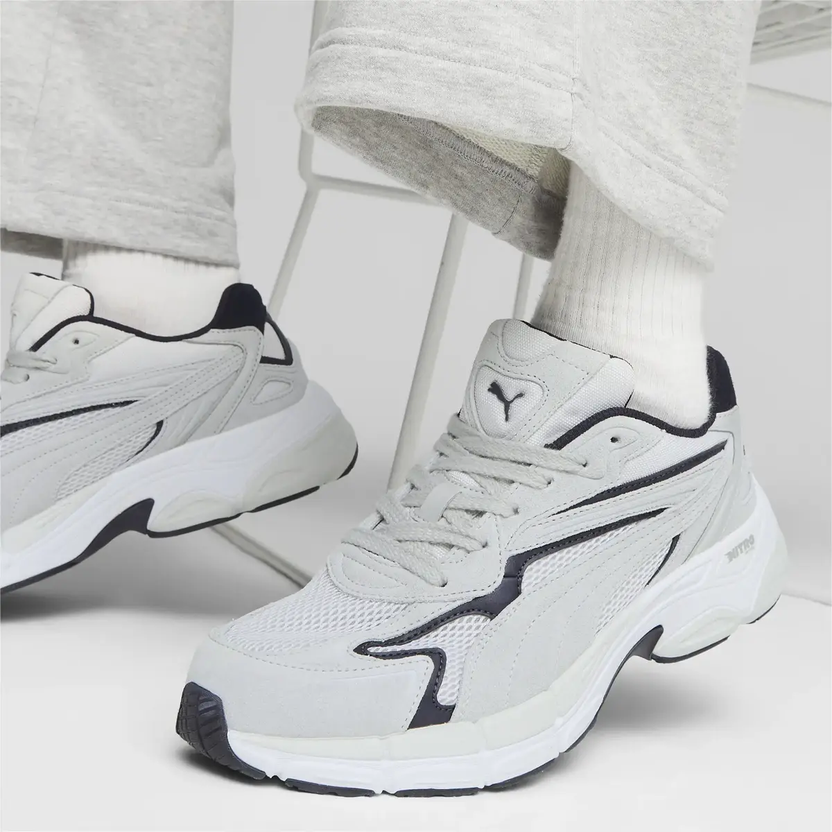 Puma Teveris NITRO Ash Gray-New Navy Gri Erkek Günlük Spor Ayakkabı