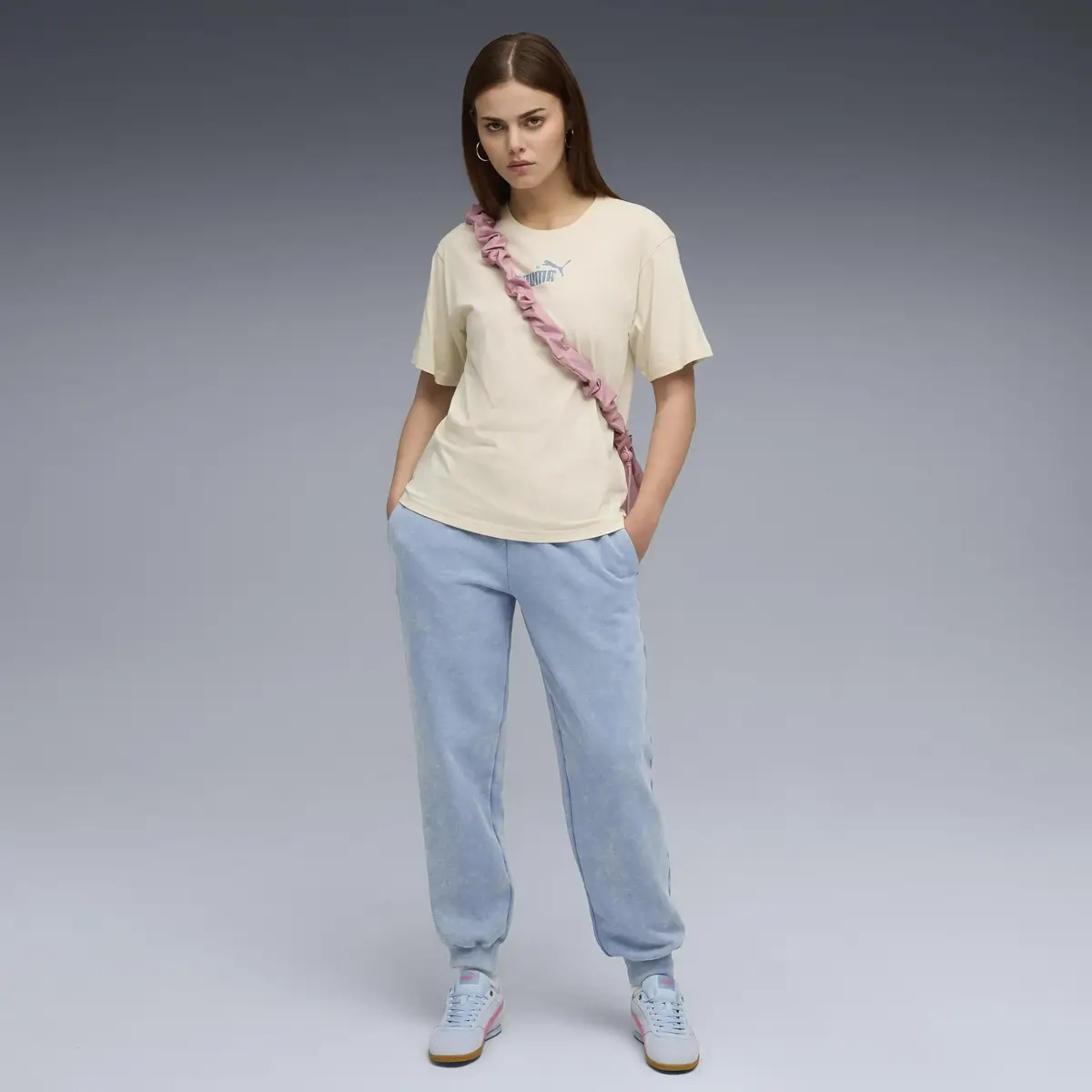 Puma ESS NATURE 2.0 Relaxed Tee Krem Kadın T-Shirt