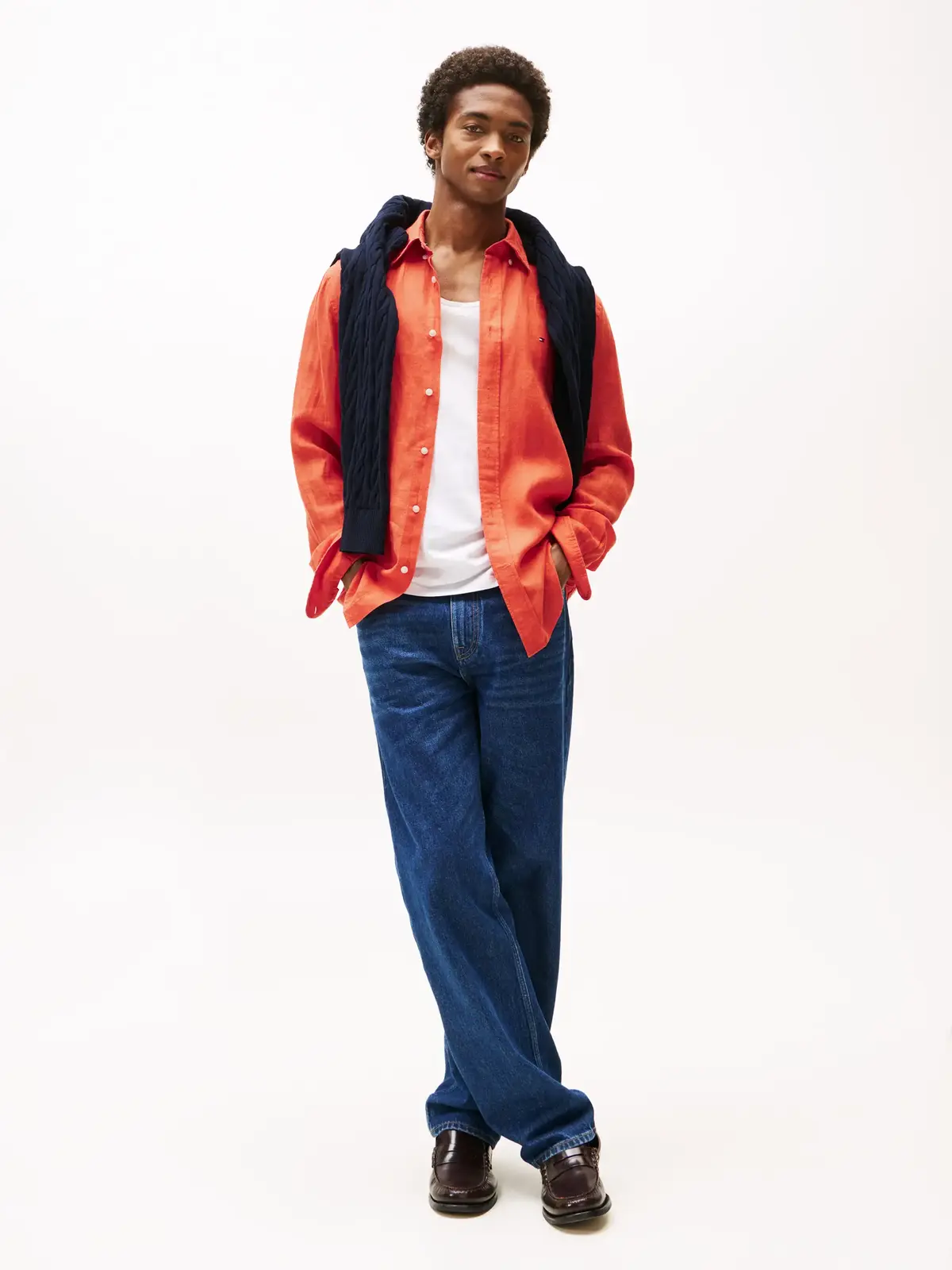 Tommy Hilfiger PIGMENT DYED LI SOLI, SCX Turuncu Erkek Gömlek