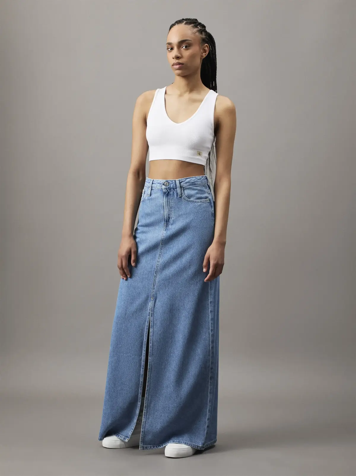 Calvin Klein WOVEN LABEL RIB BRAL, YAA Beyaz Kadın T-Shirt & Polo