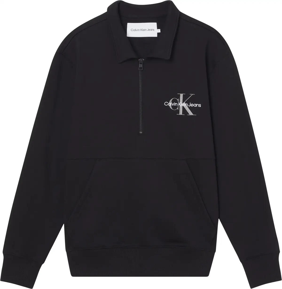 Calvin Klein MONOLOGO QUARTER ZIP Erkek Siyah Sweatshirt