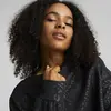 Puma Fashion Luxe Embossed Crew Siyah Kadın Crop Koşu / Performans Üst