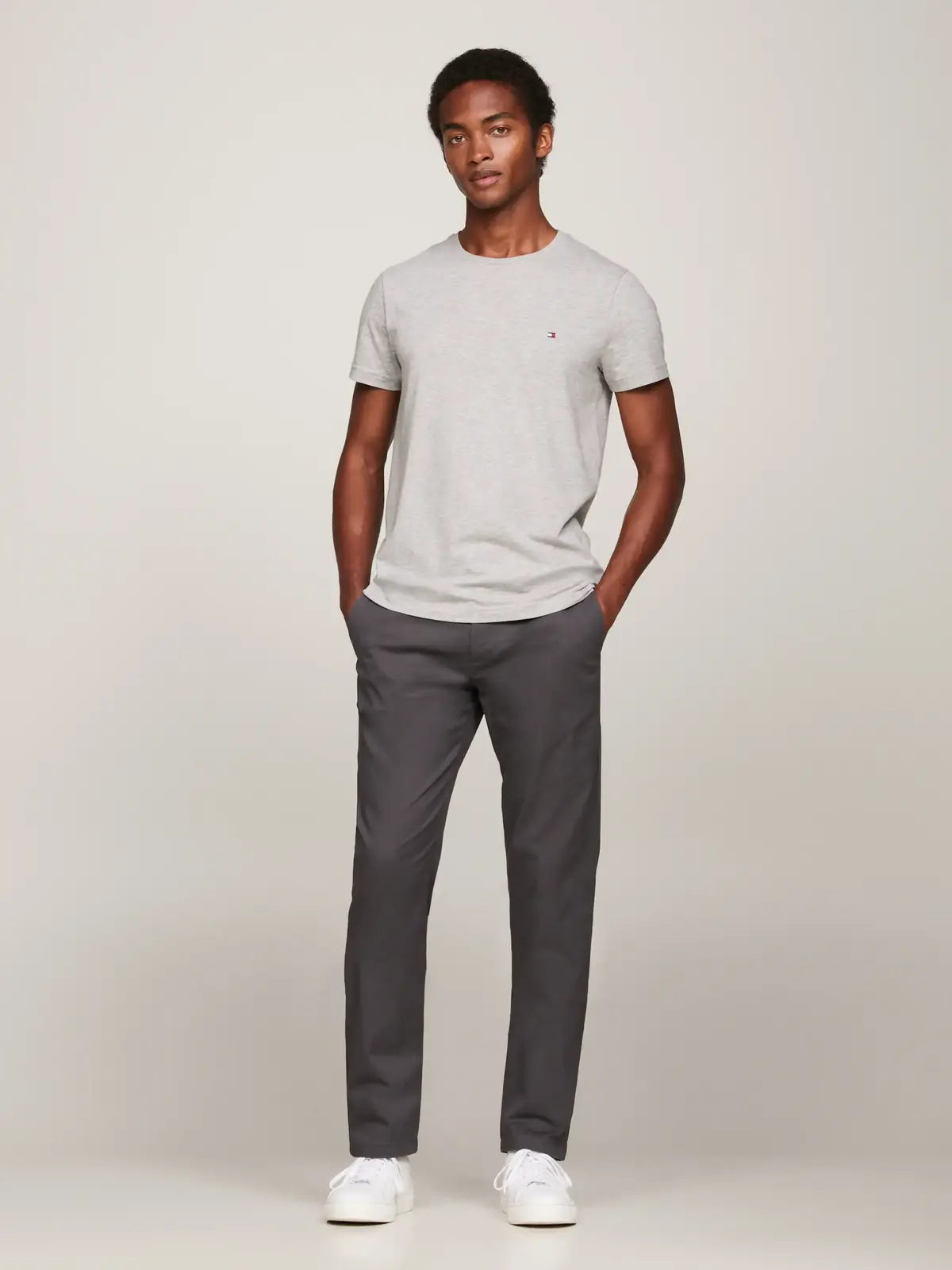 Tommy Hilfiger CORE STRETCH SLIM C- Erkek Gri T-Shirt