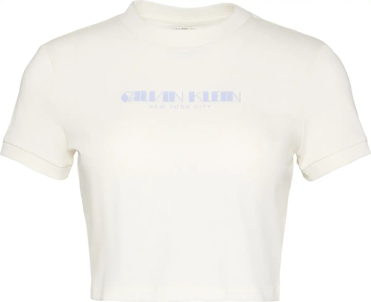 Calvin Klein SS LOGO CROPPED TEE Kadın Beyaz T-Shirt