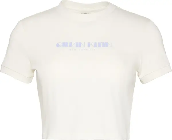 Calvin Klein SS LOGO CROPPED TEE Kadın Beyaz T-Shirt