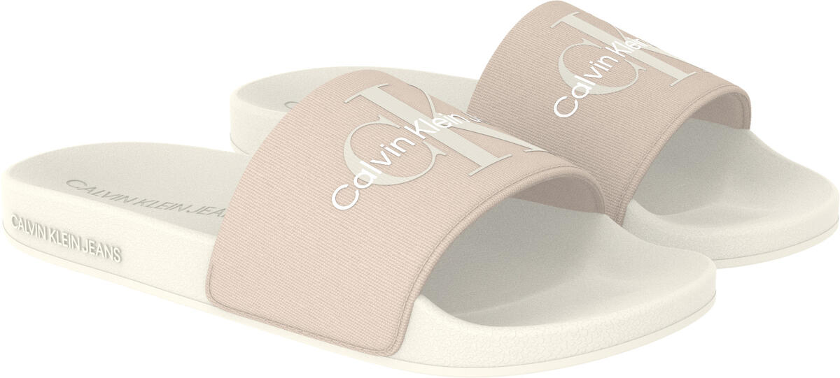 Calvin Klein SLIDE MONOGRAM CO Kadın Bej Terlik