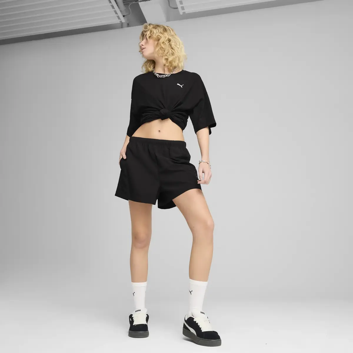 Puma WARDROBE ESS Woven Shorts Siyah Kadın Tayt