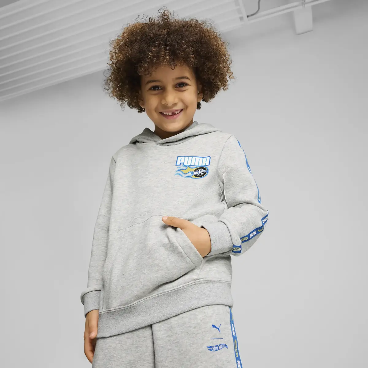 Puma X HOT WHEELS Hoodie Gri Erkek Çocuk Hoodie