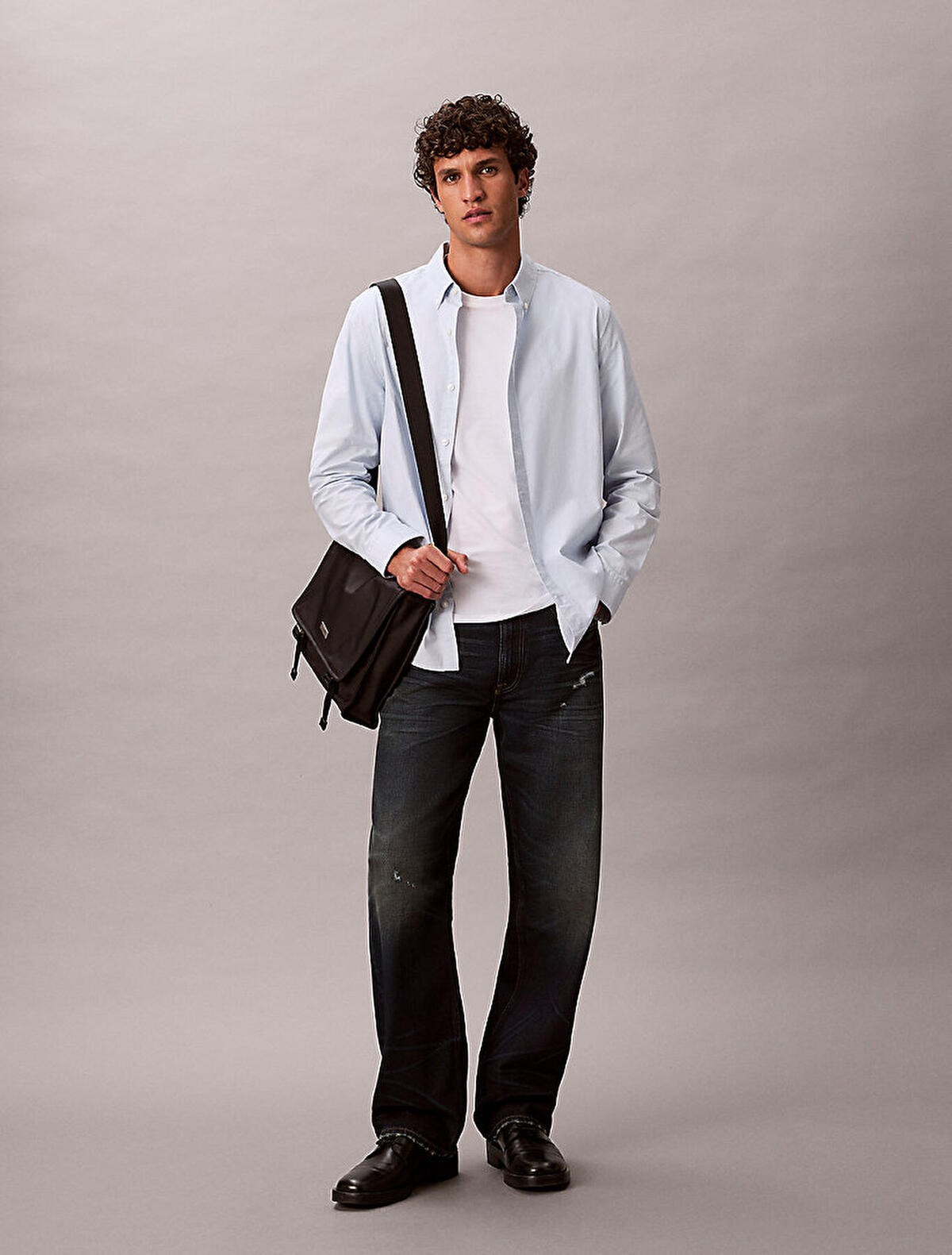 Calvin Klein LS SOLID OXFORD CLASSIC SHIRT Mavi Erkek Gömlek