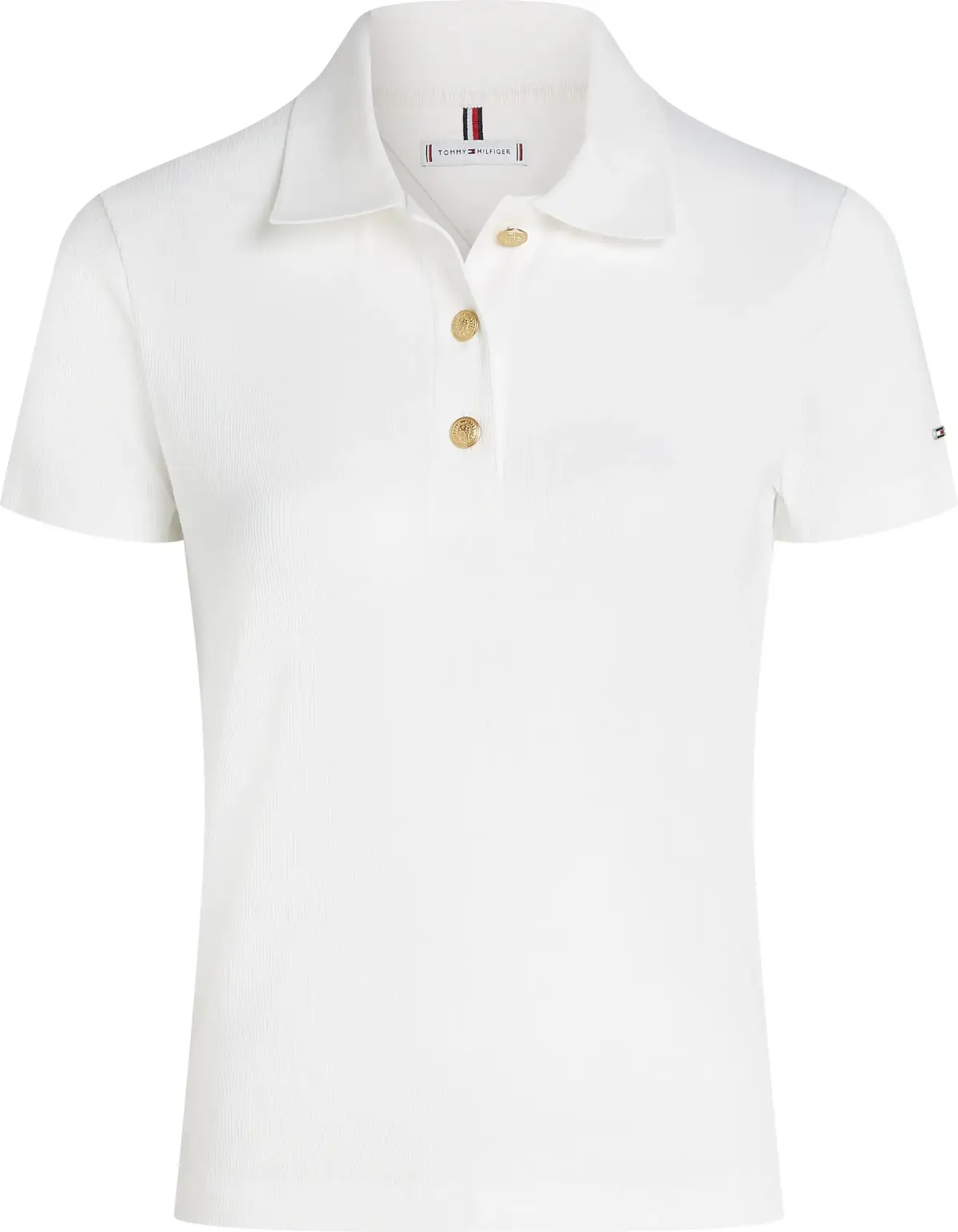 Tommy Hilfiger SLIM GOLD BUTTON POL, YBL Beyaz Kadın T-Shirt & Polo