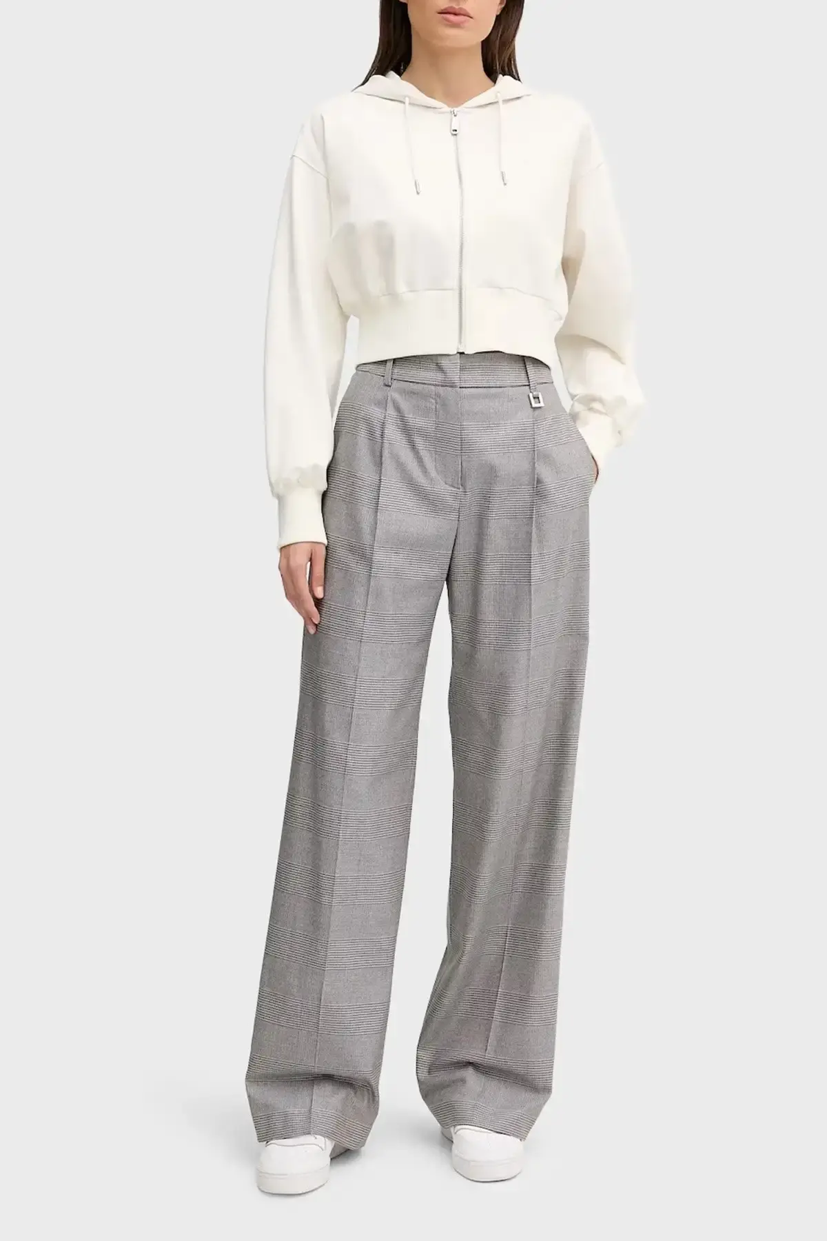 Calvin Klein A- PUNTO MILANO FZ HOODIE Bej Kadın Fermuarlı Üst Calvin Klein A- PUNTO MILANO FZ HOODIE Bej Kadın Fermuarlı Üst