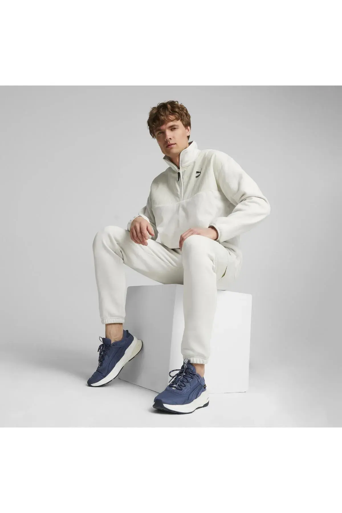 Puma CLASSICS UTILITY Polar Fleece Half-Zip Gri Erkek Yarım Fermuarlı Sweatshirt