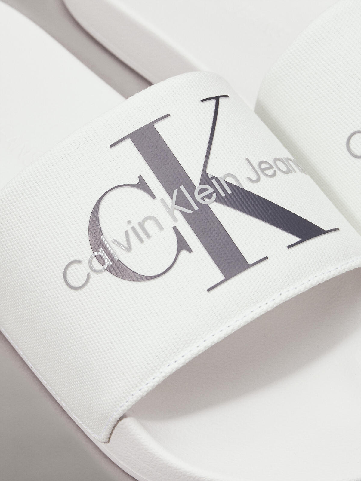 Calvin Klein SLIDE MONOGRAM CO Erkek Beyaz Terlik