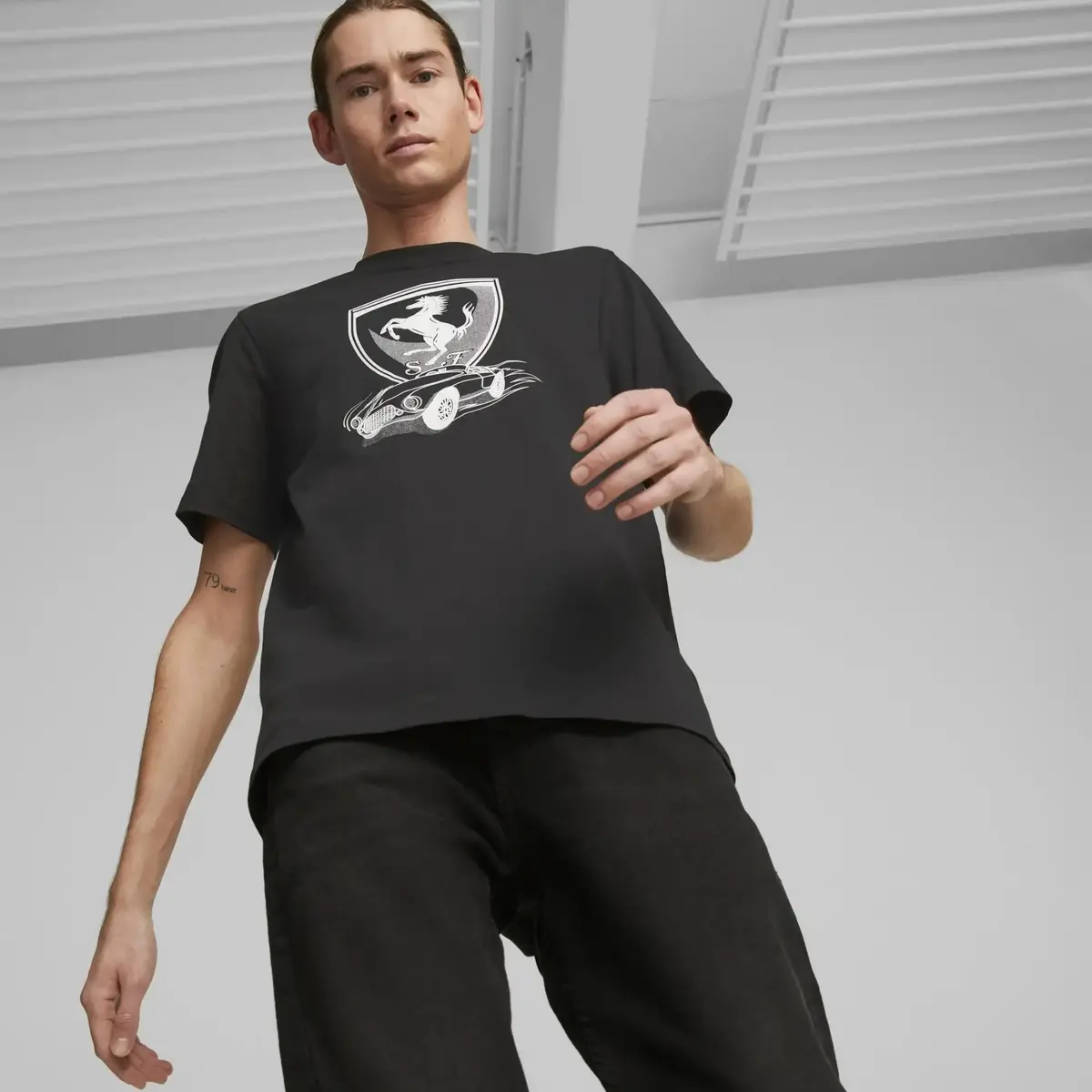 Puma Ferrari Race Big Shield Tee Siyah Erkek/Unisex T-Shirt