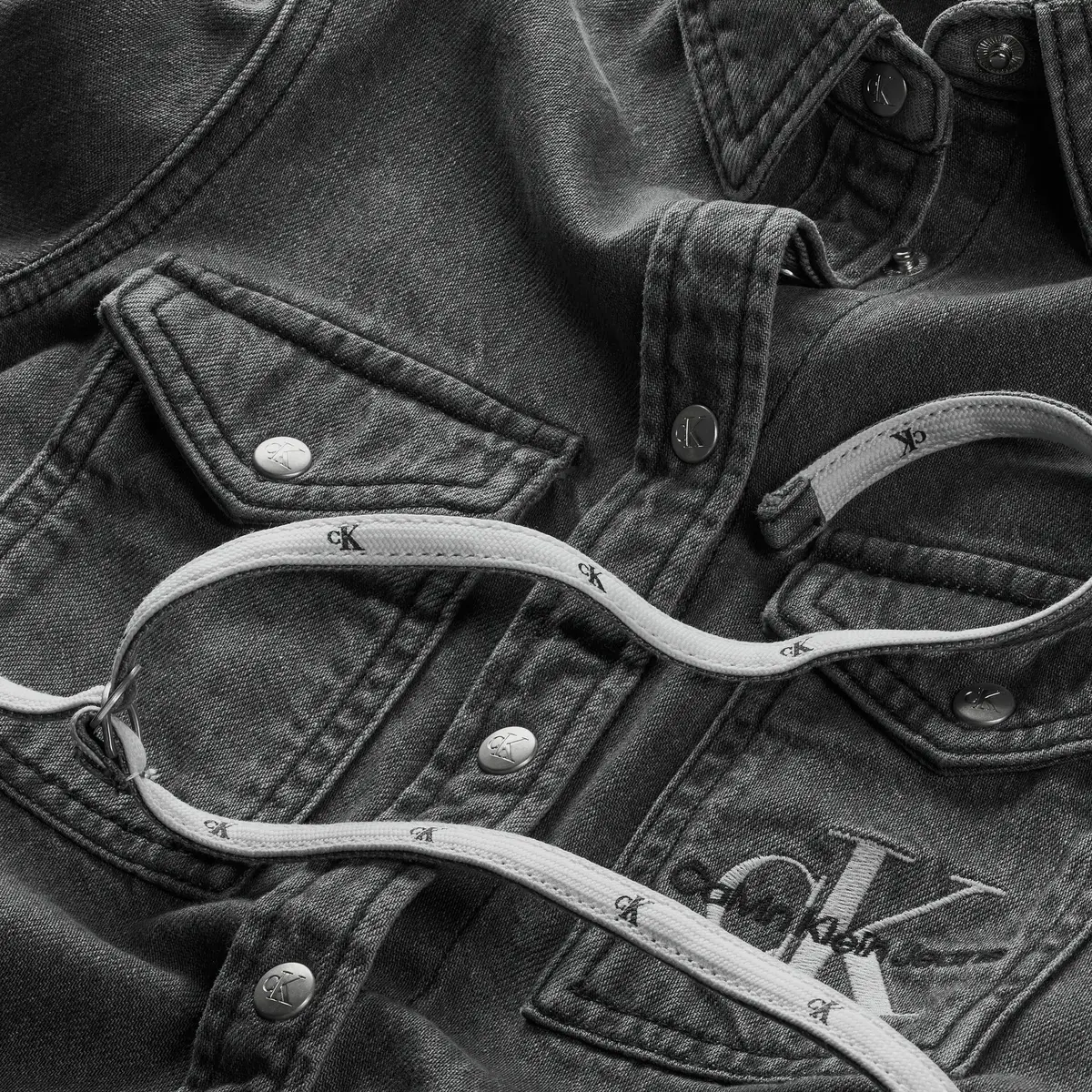 Calvin Klein DENIM LS DRESS LIGHT Kadın Antrasit Elbise