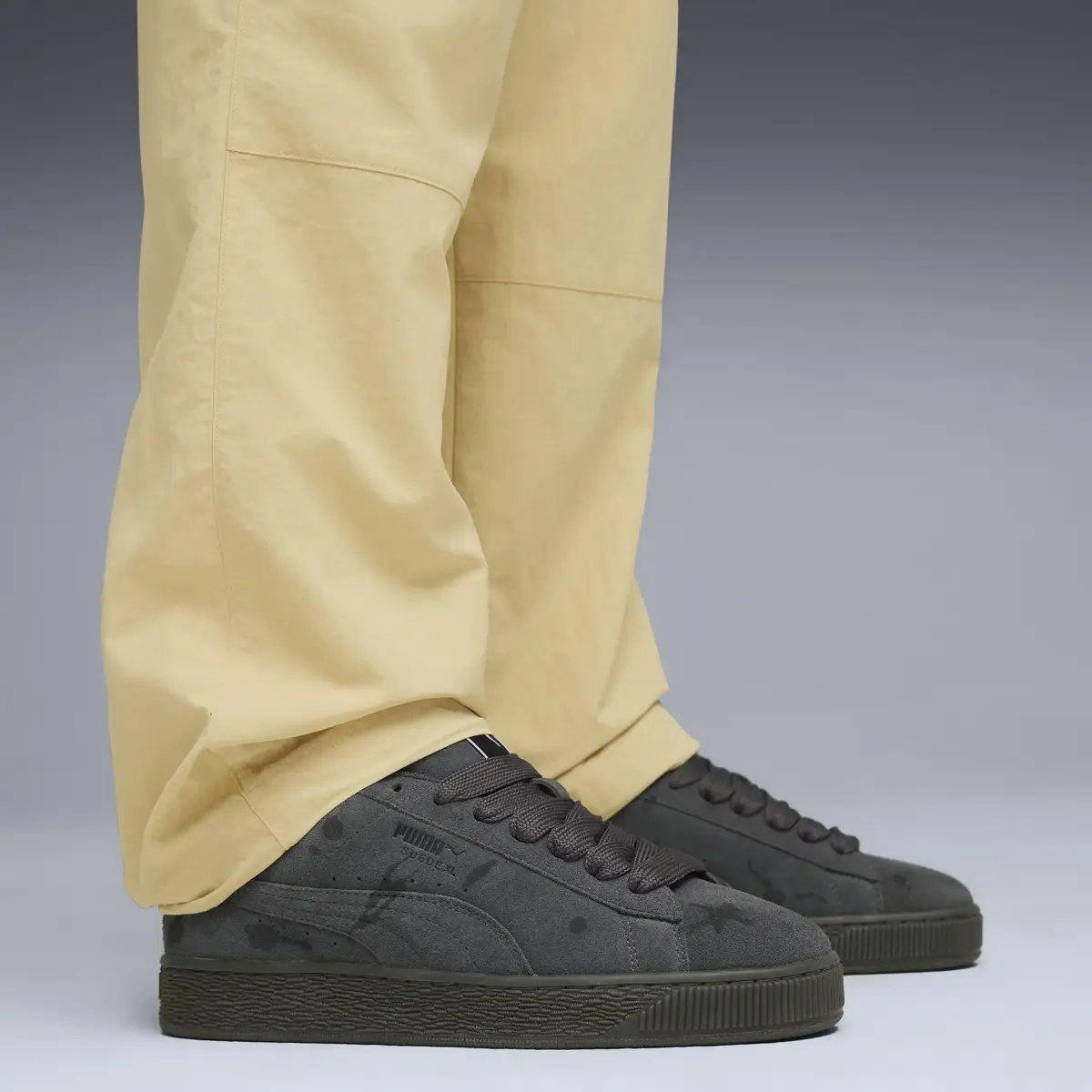 Puma Suede XL Splatters Gri Kadın Günlük Spor Ayakkabı