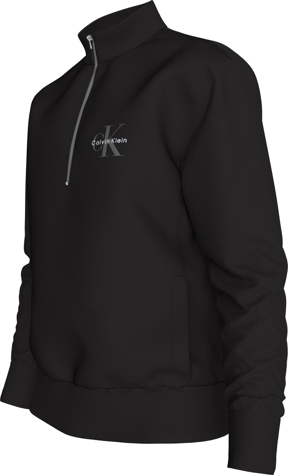 Calvin Klein LS EU 350TERRY MICRO MONOLOGO QT Siyah Erkek Sweatshirt