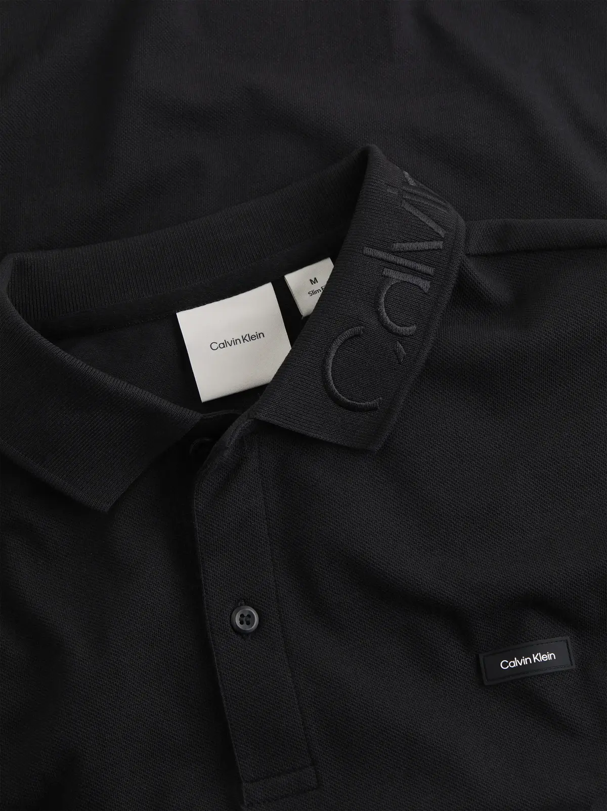 Calvin Klein STRETCH PIQUE LOGO C, BEH Siyah Erkek T-Shirt & Polo