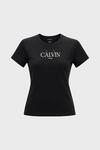 Calvin Klein SS CLASSIC RESORT FO, UB1 Kadın Siyah T-Shirt