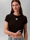 Calvin Klein SS WOVEN LABEL CLASS, UB1 Siyah Kadın T-Shirt