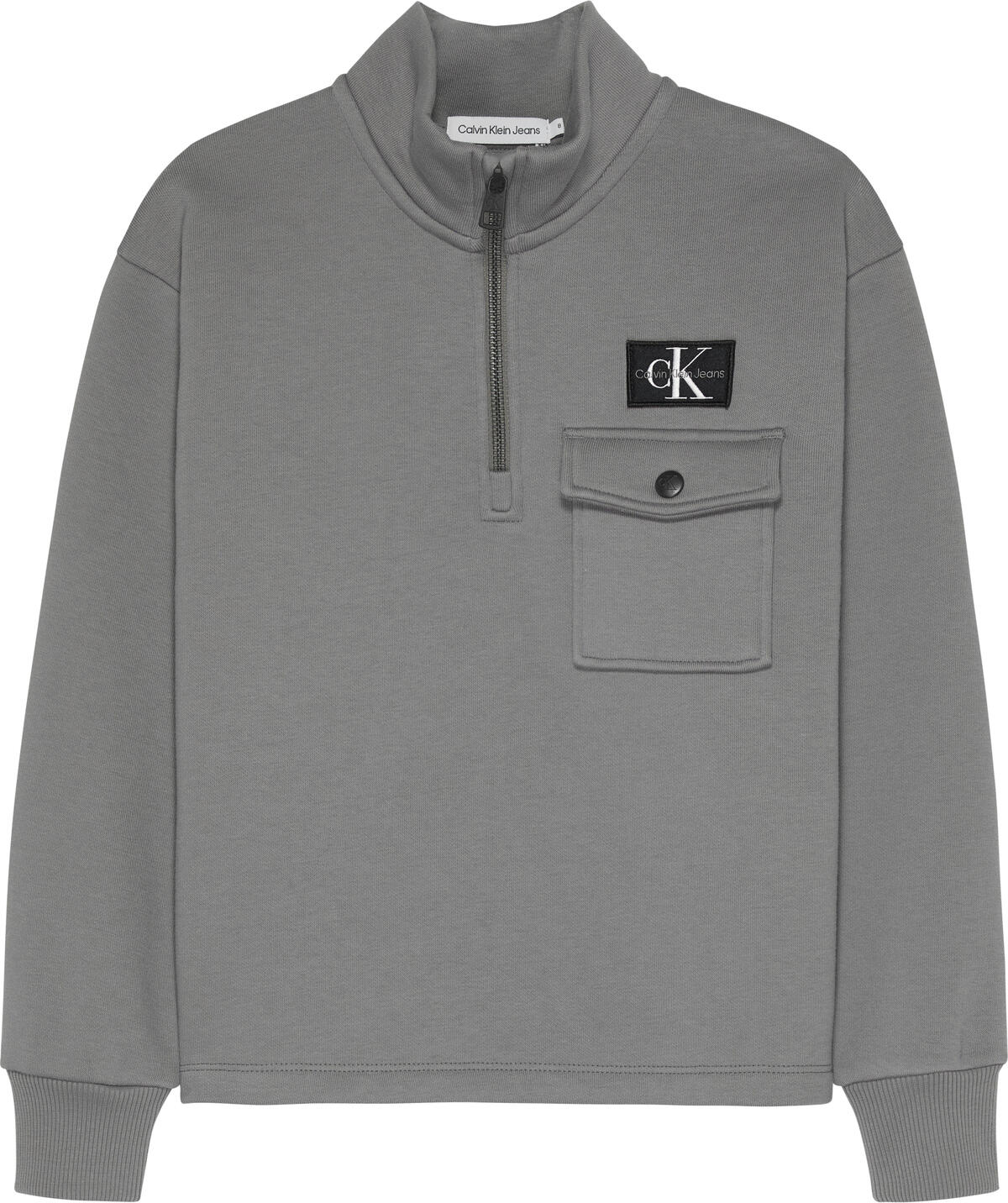 Calvin Klein HALF-ZIP FLEECE WORK Erkek Gri Sweatshirt