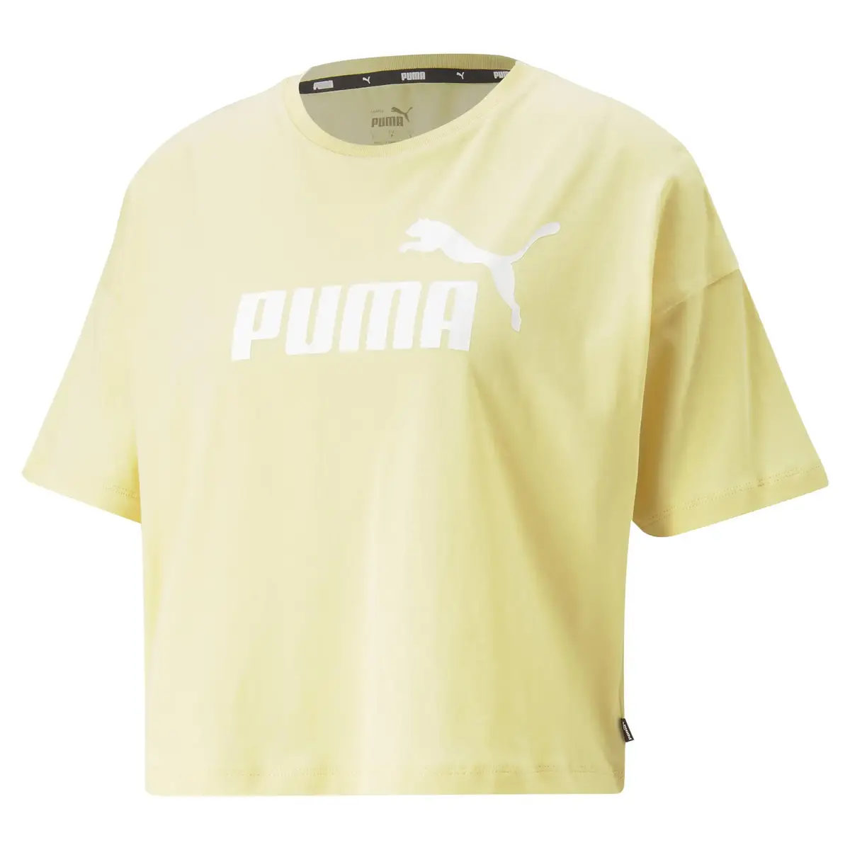 Puma Ess Cropped Logo Tee Light Straw Beyaz Kadın T-shirt