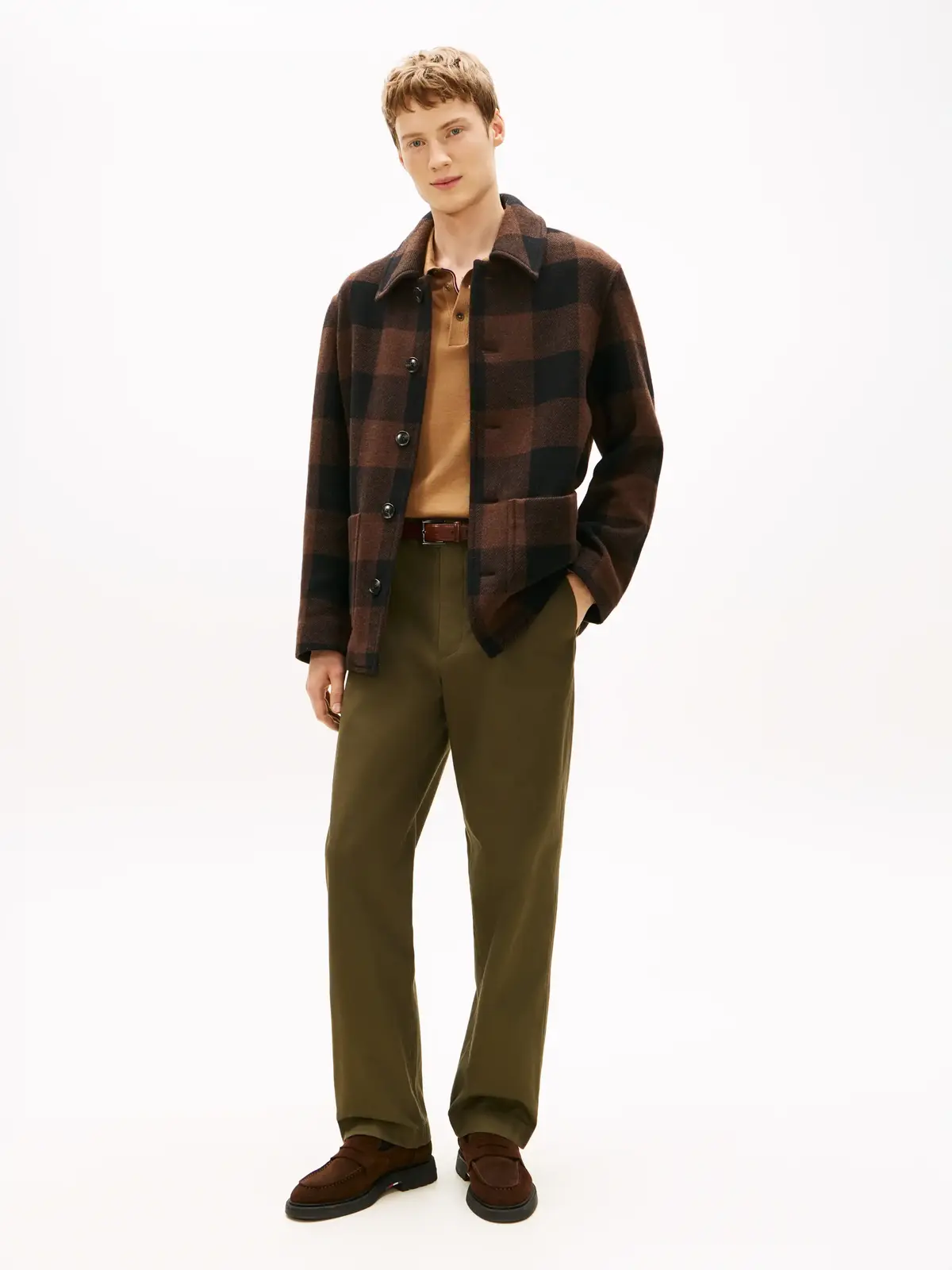 Tommy Hilfiger WOOL DBL FACE CHECK, 0M7 Kahverengi Erkek Ceket