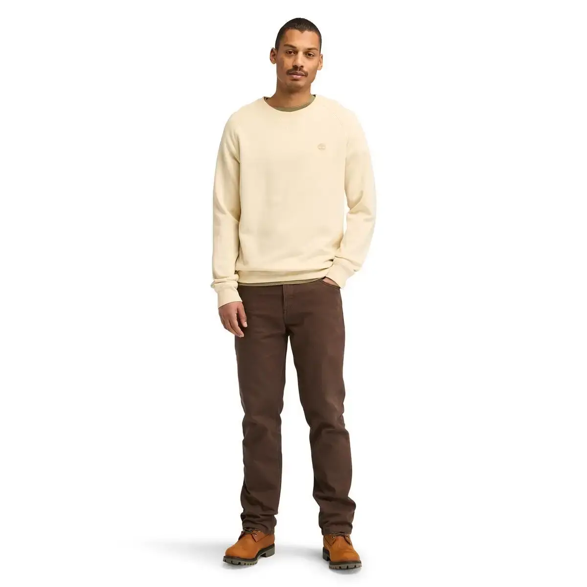 Timberland EXETER RIVER Brushed Back Crew Sweatshir Bej Erkek Sweatshirt & Hoodie