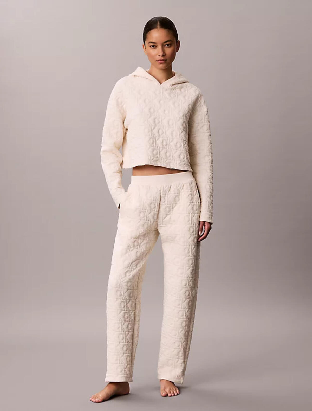 Calvin Klein JOGGER, 101 Krem Kadın Eşofman Altı