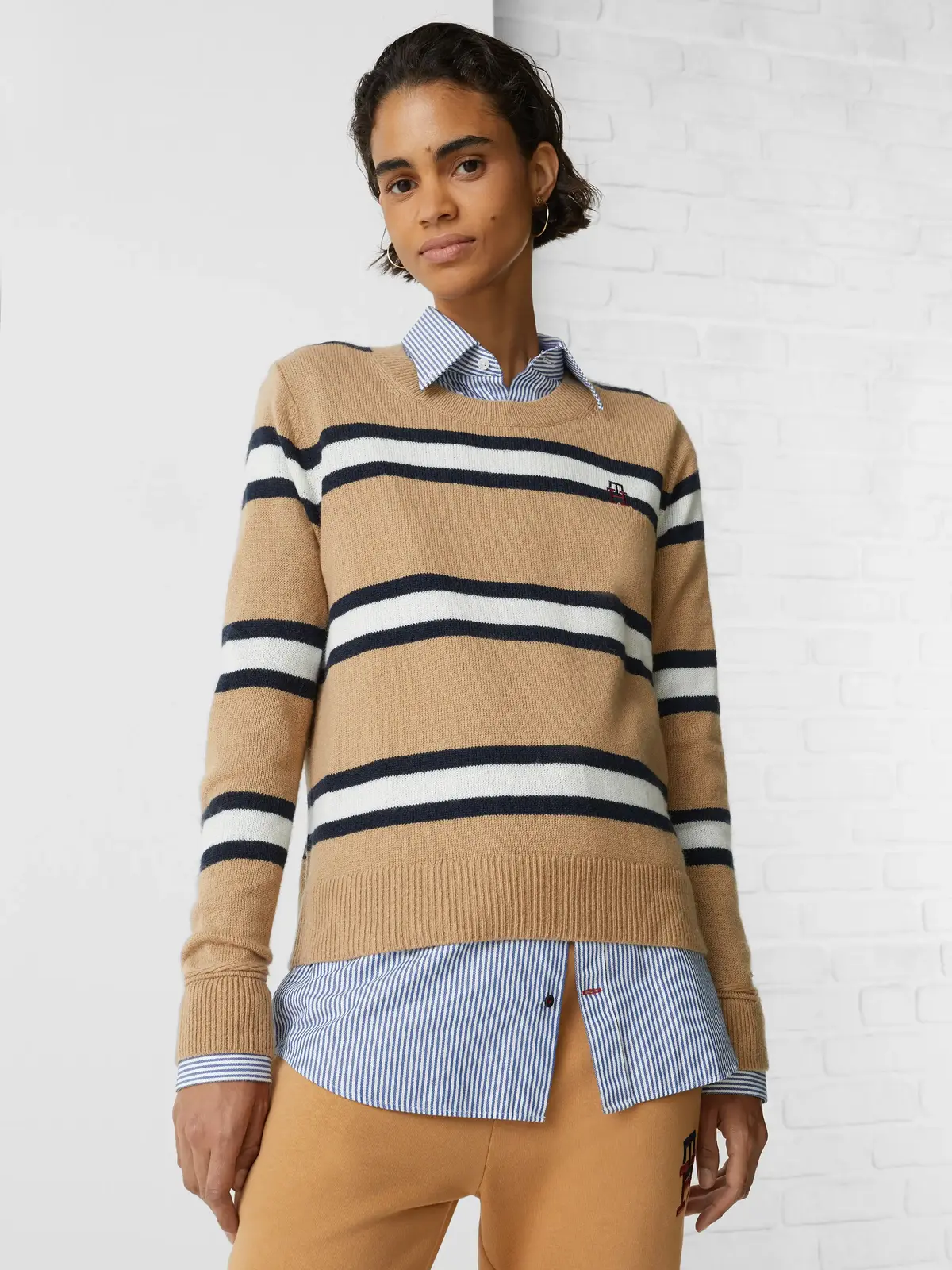 Tommy Hilfiger SOFT WOOL MONOGRAM S Kadın Kahverengi Kazak