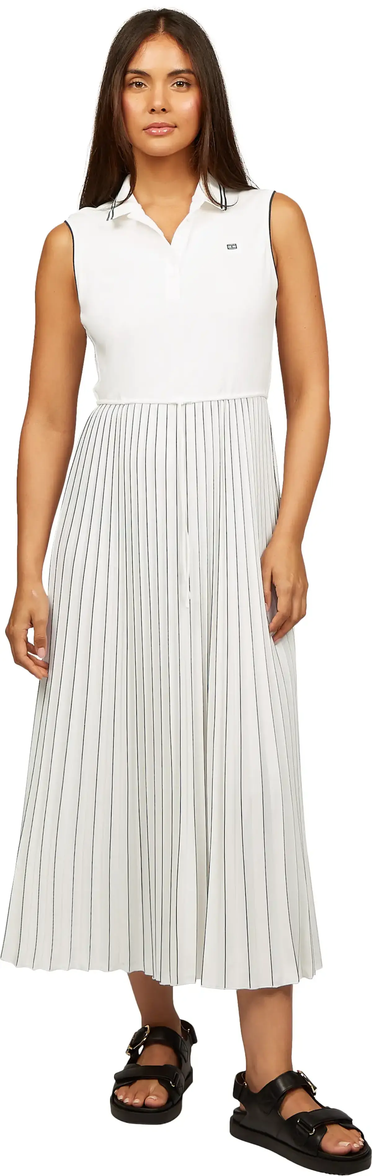 Tommy Hilfiger SPORTY PLEATED POLO, YBL Beyaz Kadın Elbise-Etek