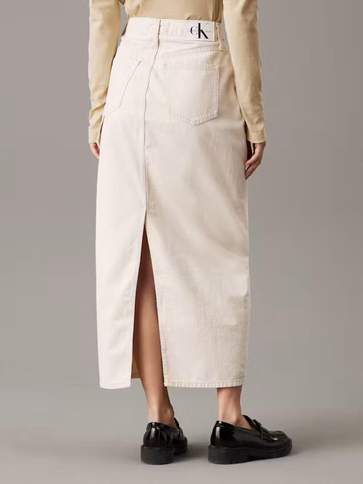 Calvin Klein MAXI SKIRT CARGO POC, 1AA Krem Kadın Etek