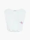 Calvin Klein MONOGRAM OFF PLACED Kadın Beyaz T-Shirt