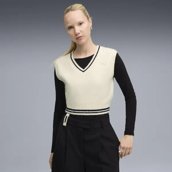 Puma PREMIUM ESS Vest Krem Kadın T-Shirt